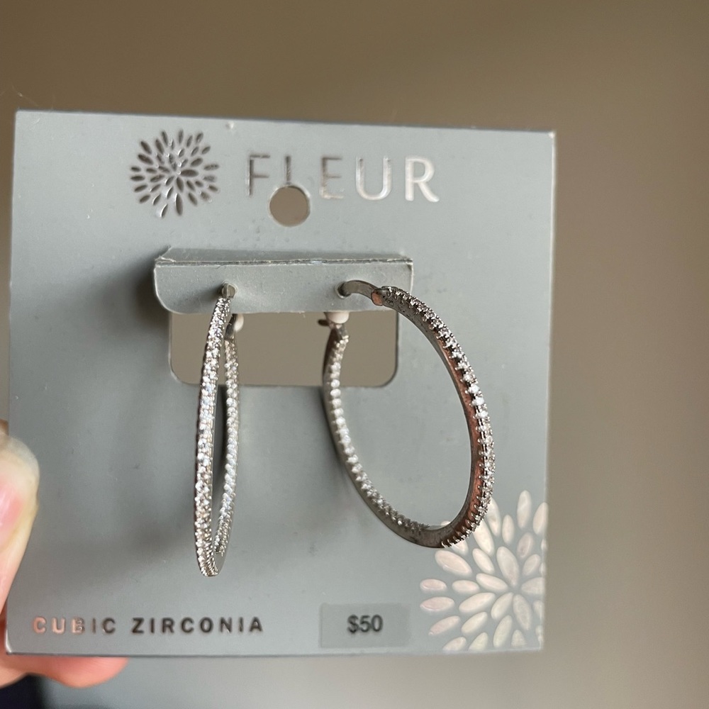 Fleur Cubic Zirconia hoop earrings
